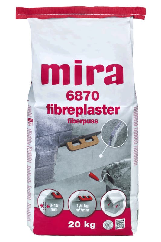 Produktbild av Putsbruk 6870 Mira Fibreplaster Fiberputs 20kg