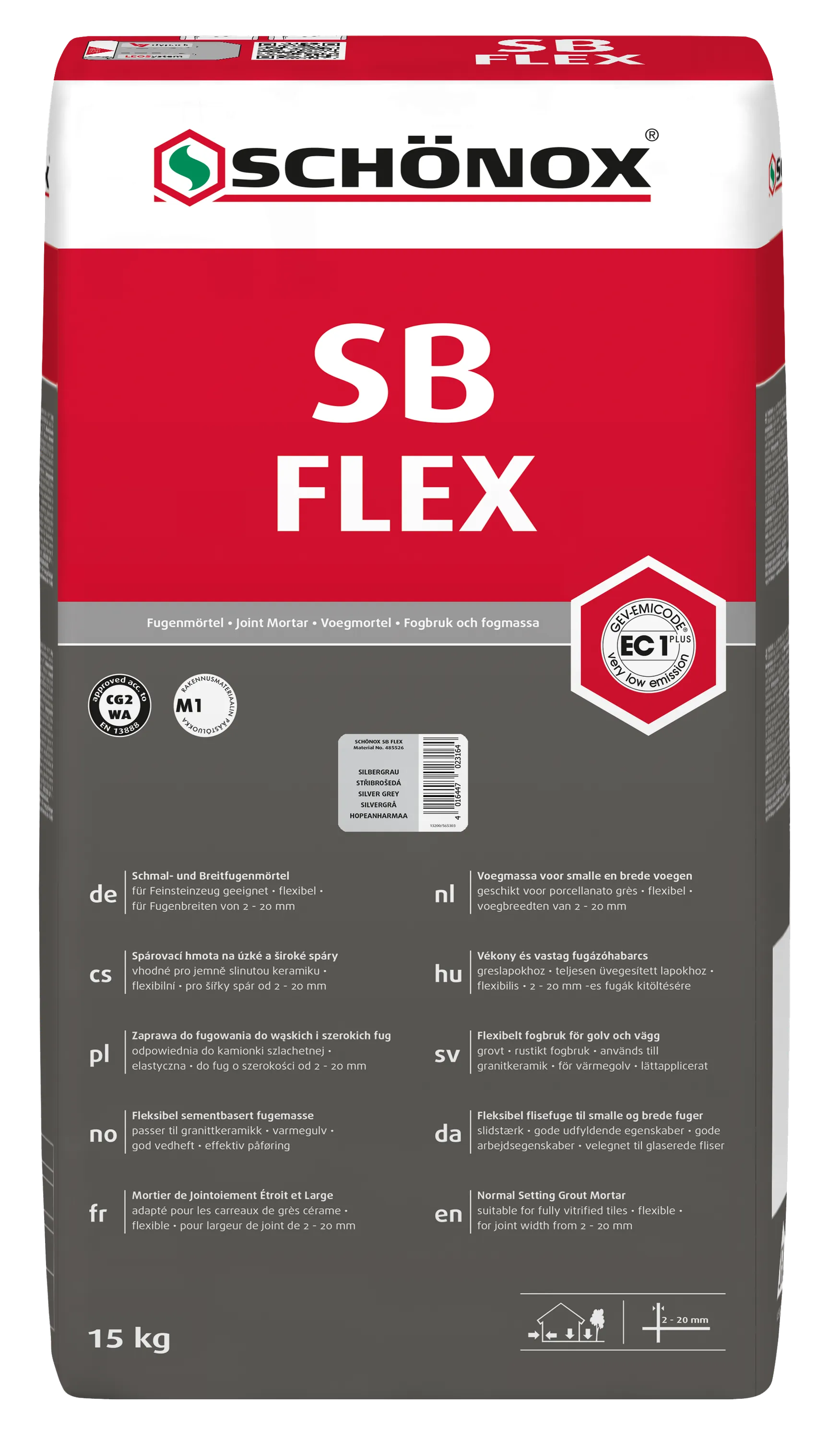 Produktbild av Schönox sb flex mörkgrå 15kg 485528