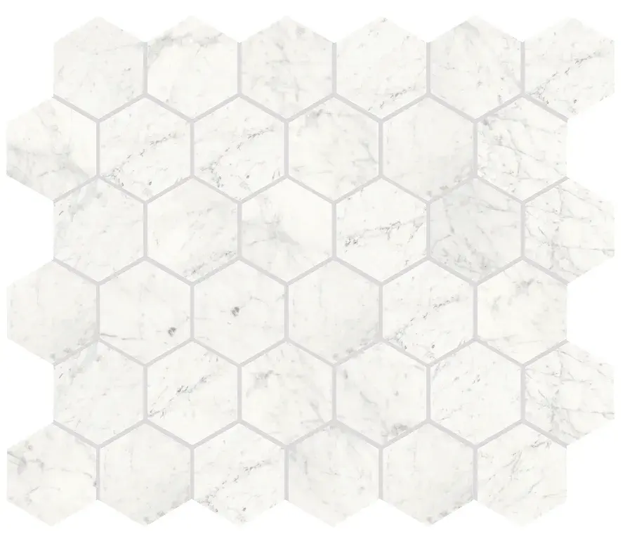 Marmi Carrara naturale hexagon Mosaik - Granitkeramik 1